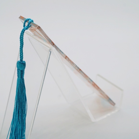 Copper Blue Criss Cross Handmade Resin Bookmark - Picture 9 of 9